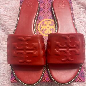 Tory Burch Everly High Frequency Slide Calf Leather Sandals -Size 9